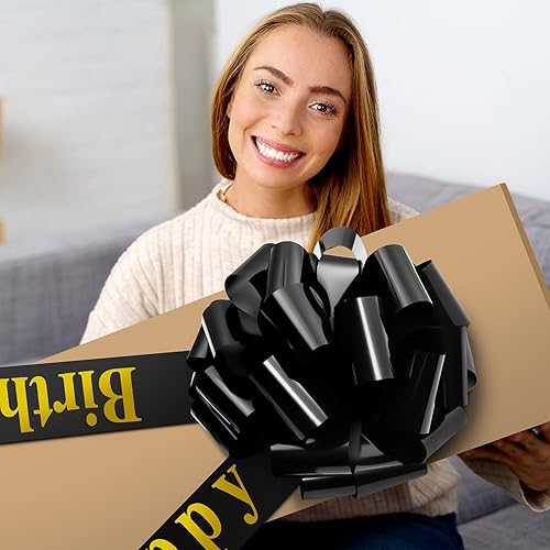 Miniatura 7 de Lazo grande de feliz cumpleaños para automóvil, lazo decorativo grande para envolver regalos, lazo gigante para decoración de cumpleaños, fiesta de