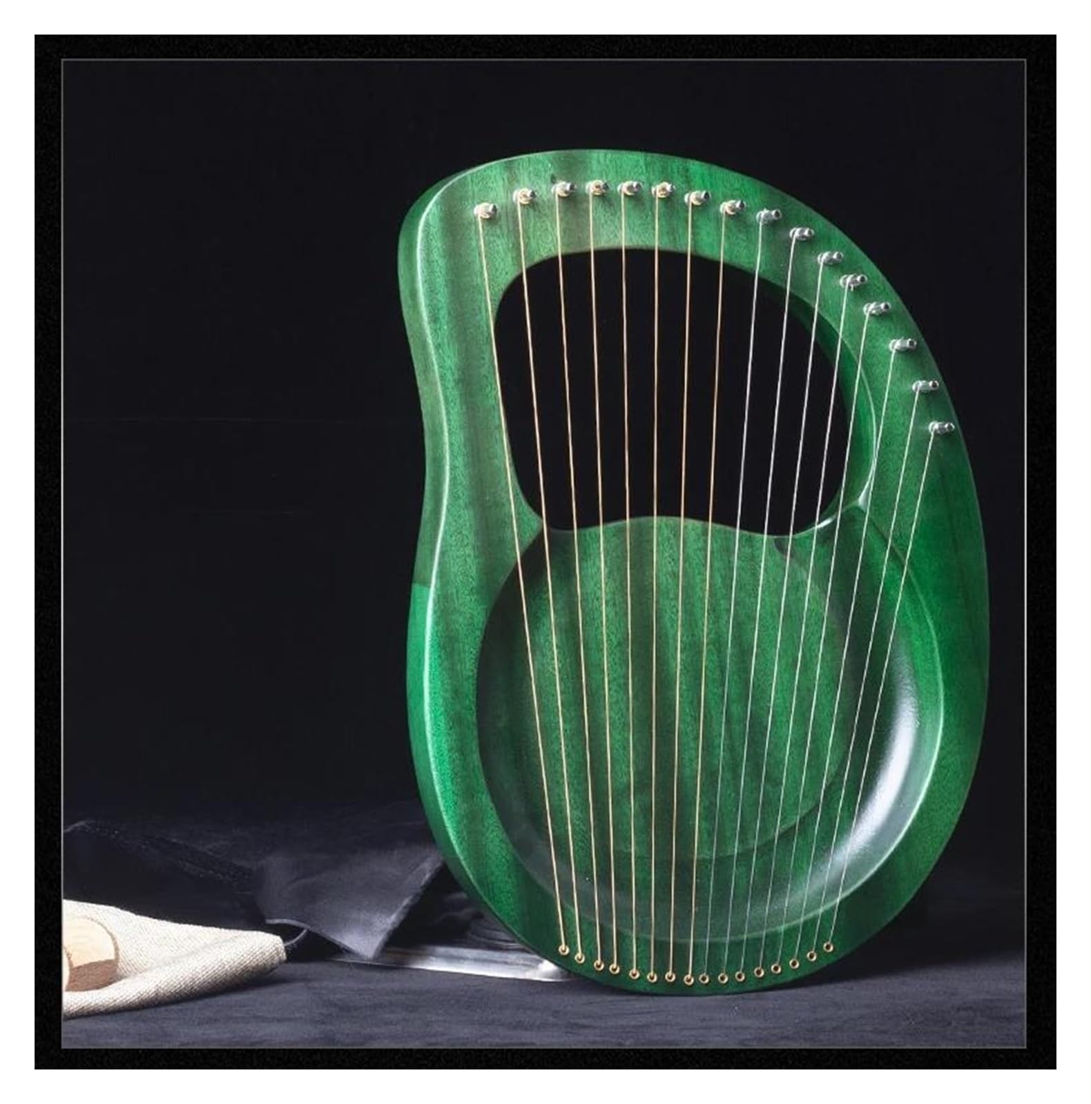 Holz Mahagoni Leier Harfe Mit Tuning-Tool Für Anfänger Musical Instrument 16 Saiten Saiten(Green)