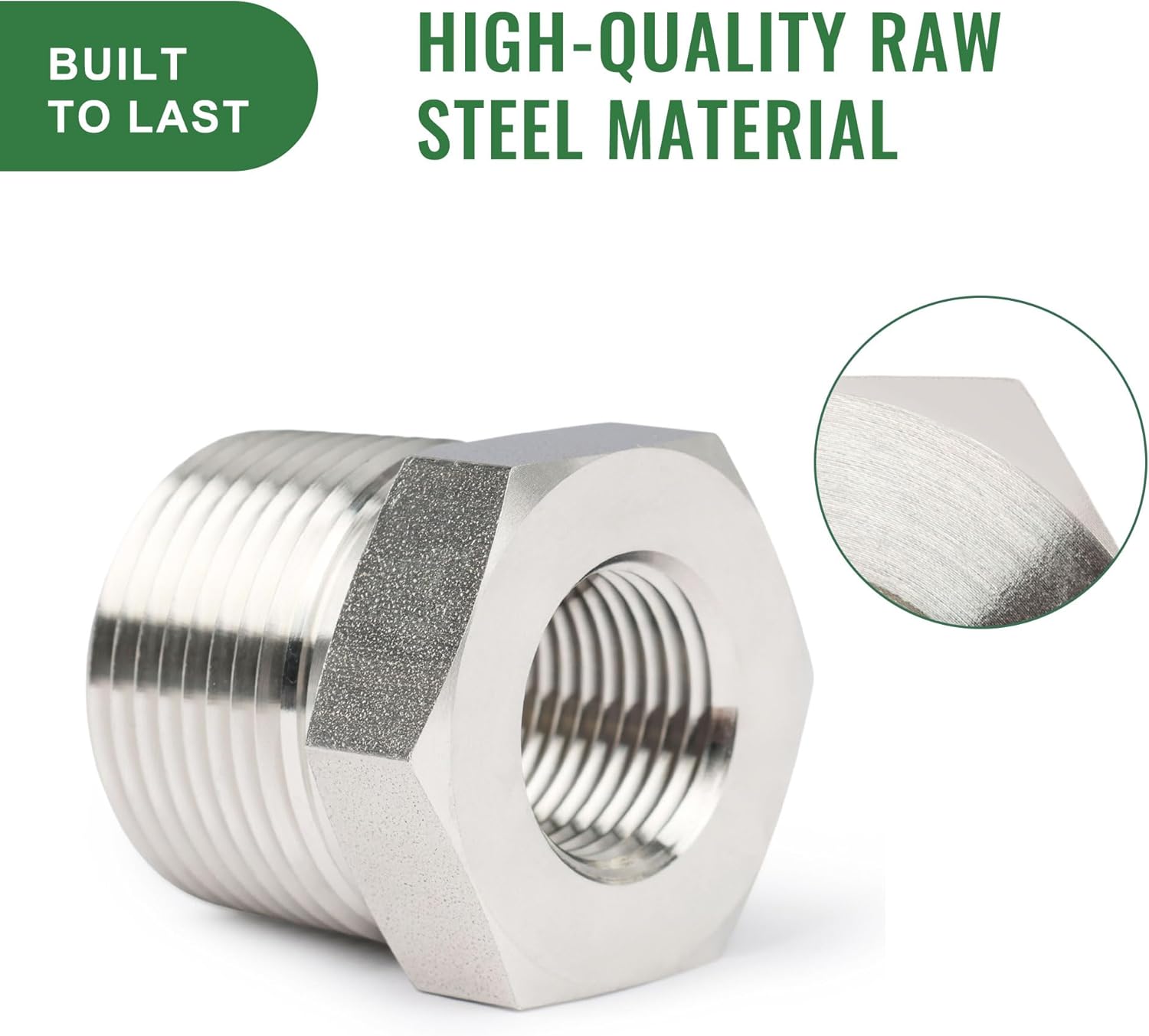 U.S. Solid 304 Stainless Steel 6000 Psi Hex Bushing Reducer Male*Female(1 * 1/2 NPT)