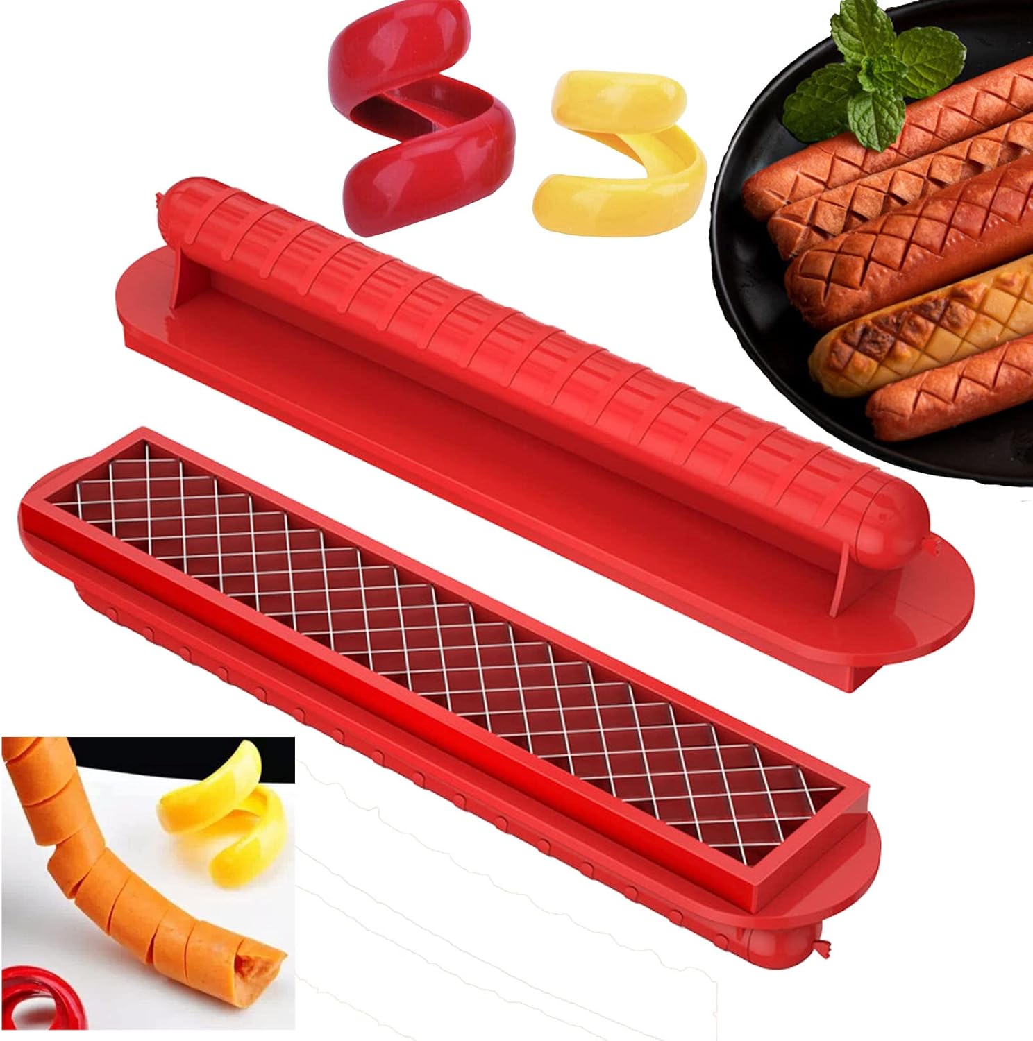 QLPLYZON Multifunktionaler Hotdog Schneider, Hot Dog Cutter Zum Grillen