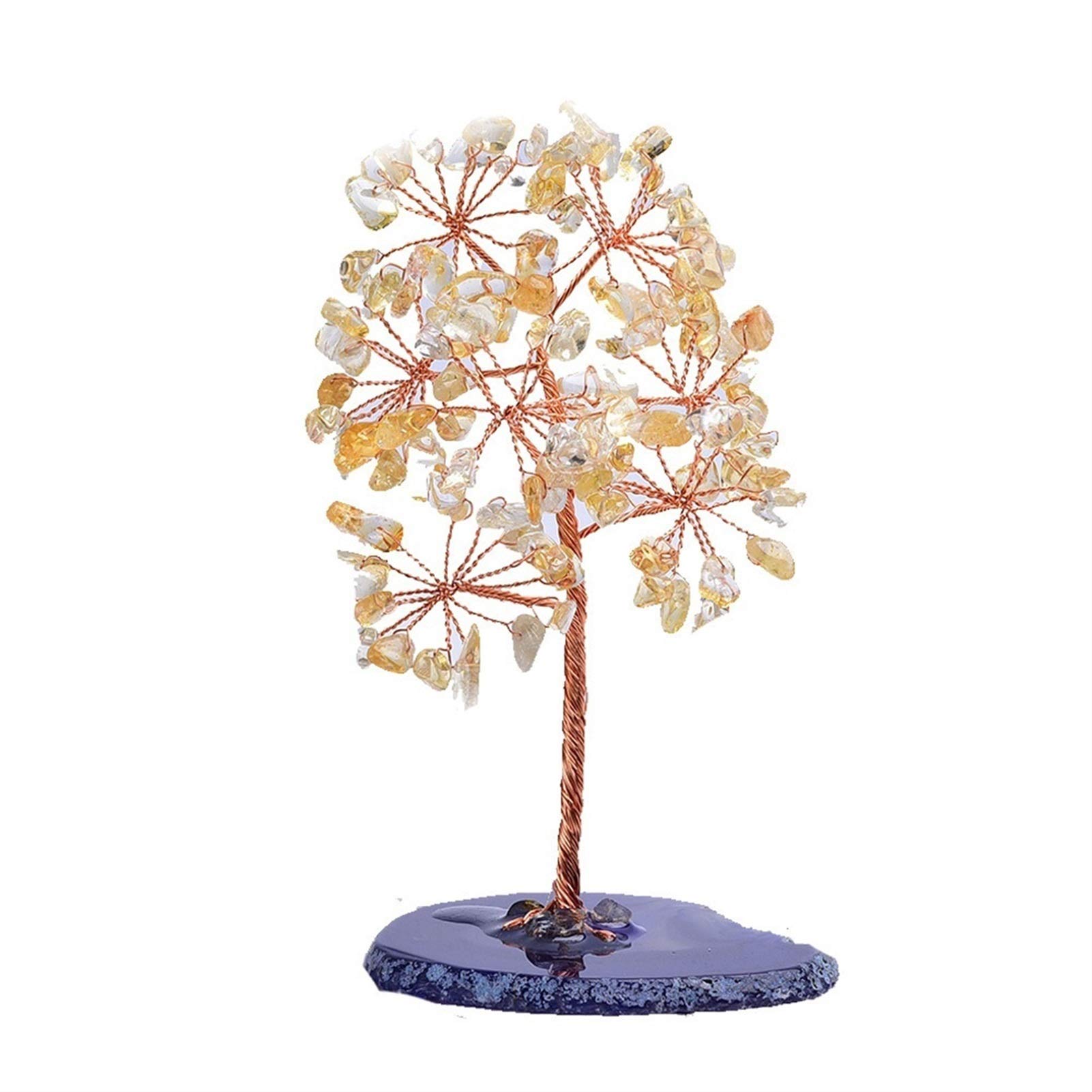 HCZKIUJY Luck and Wealth Crystal Tree Natural Rose Quartz Crystal Crystal Tree Bonsai Money Tree for Wealth and Lucky Gem Tree Healing Christmas Decorator Chakra Money Tree (Citrine)