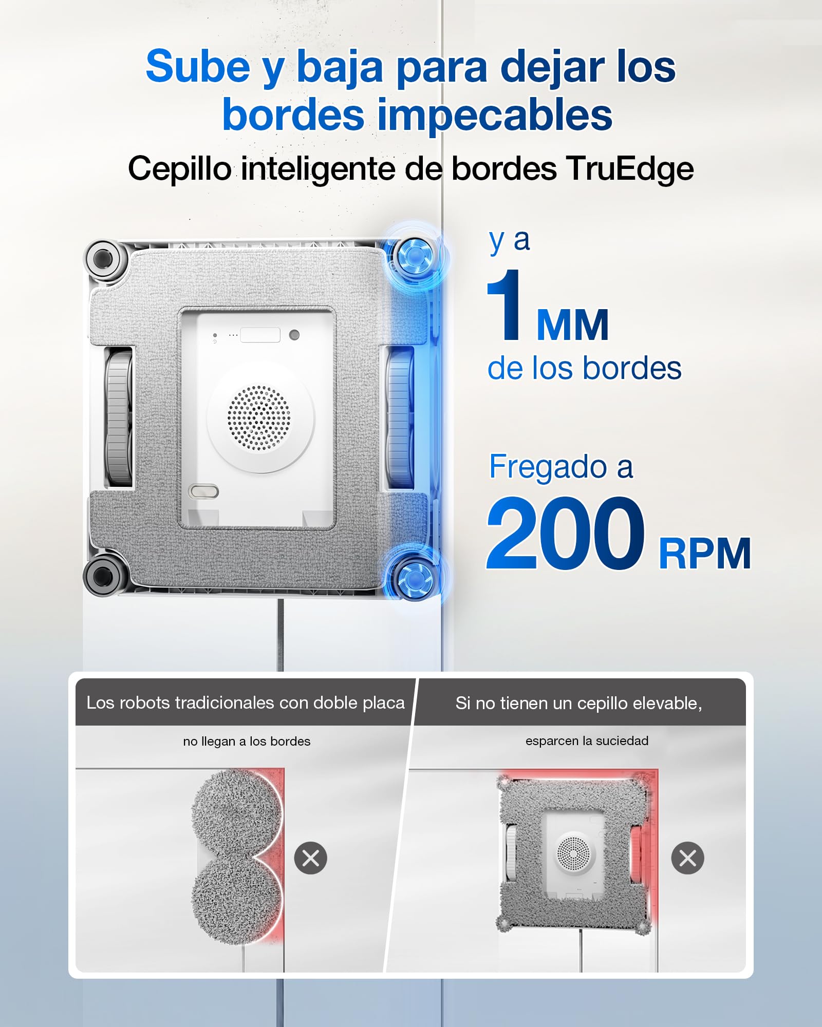 ECOVACS WINBOT W2S Omni Robot limpiacristales con estación, Inteligente de Borde a Borde con TruEdge™, pulverizador de Agua de Triple Boquilla, protección de 12 Niveles, Win-Slam 4.0