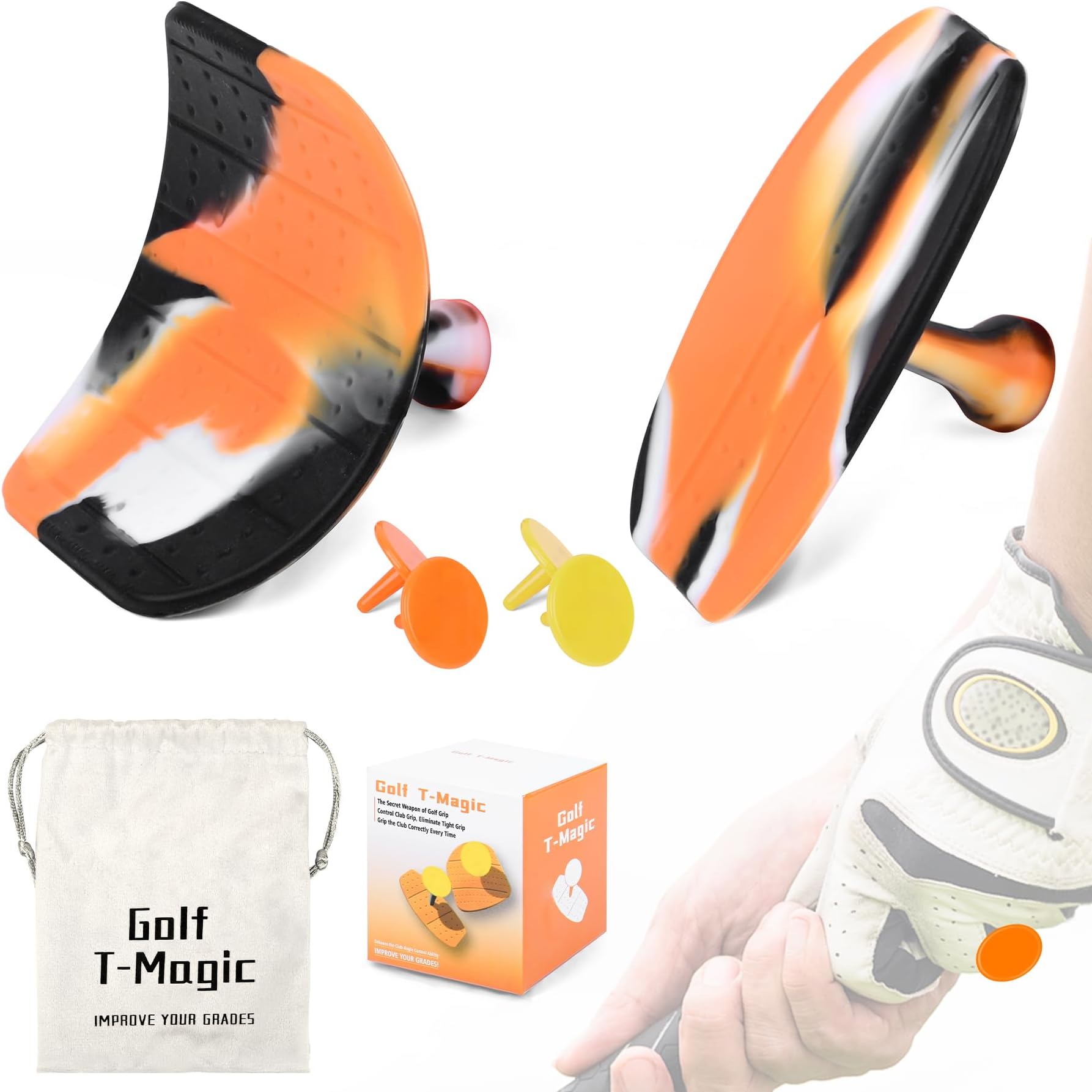 Golf Swing Trainer with Grip Pad - Posture Correction Training Tool for Indoor Outdoor Golf Practice, Golf Practice & Training Accessories