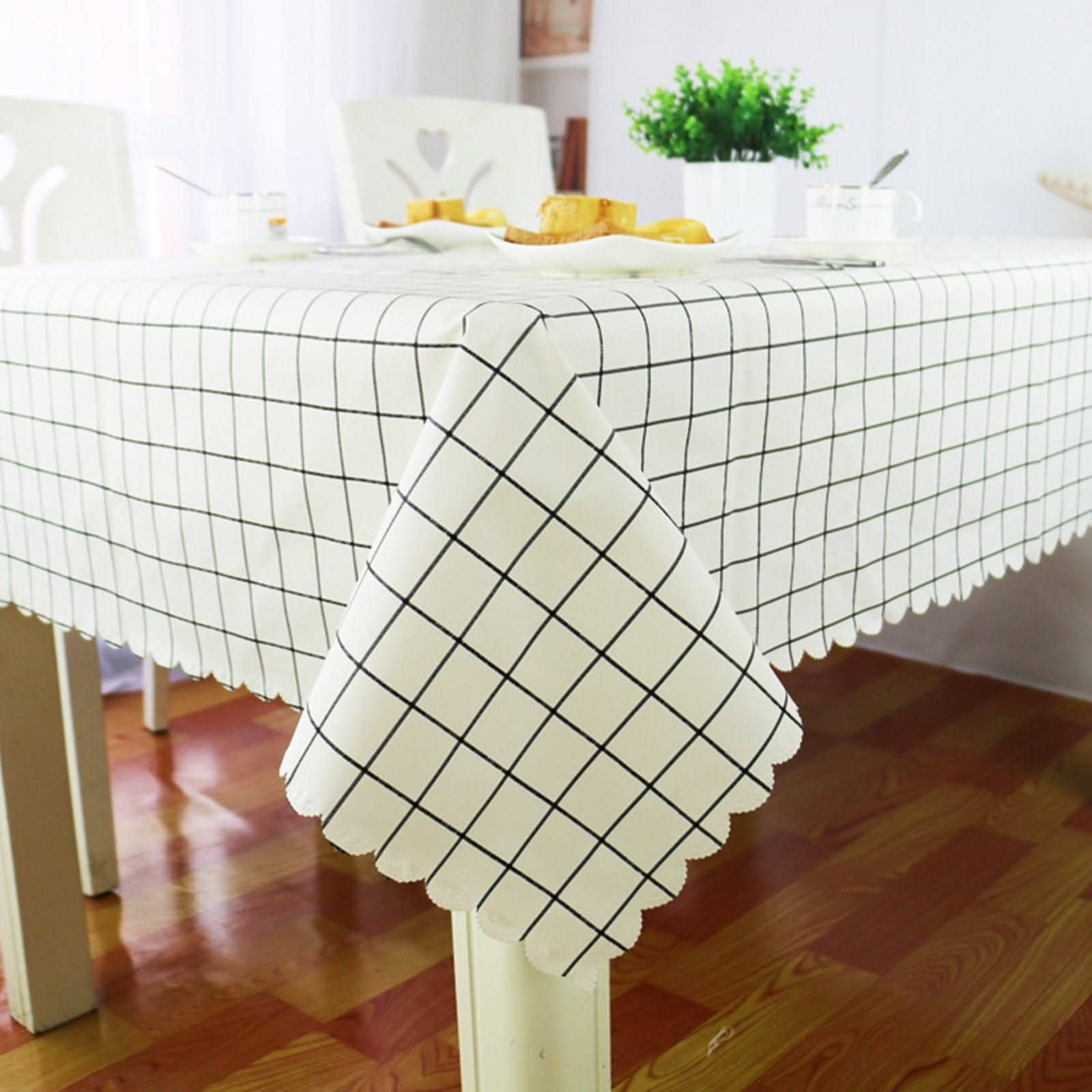 Linge De Table Italienne Nappe Coton Lin Motif en Treillis Linge Chemin De Table Nappe Lin Imperméable Blanc Décoration De Protection De Table 135X180Cm