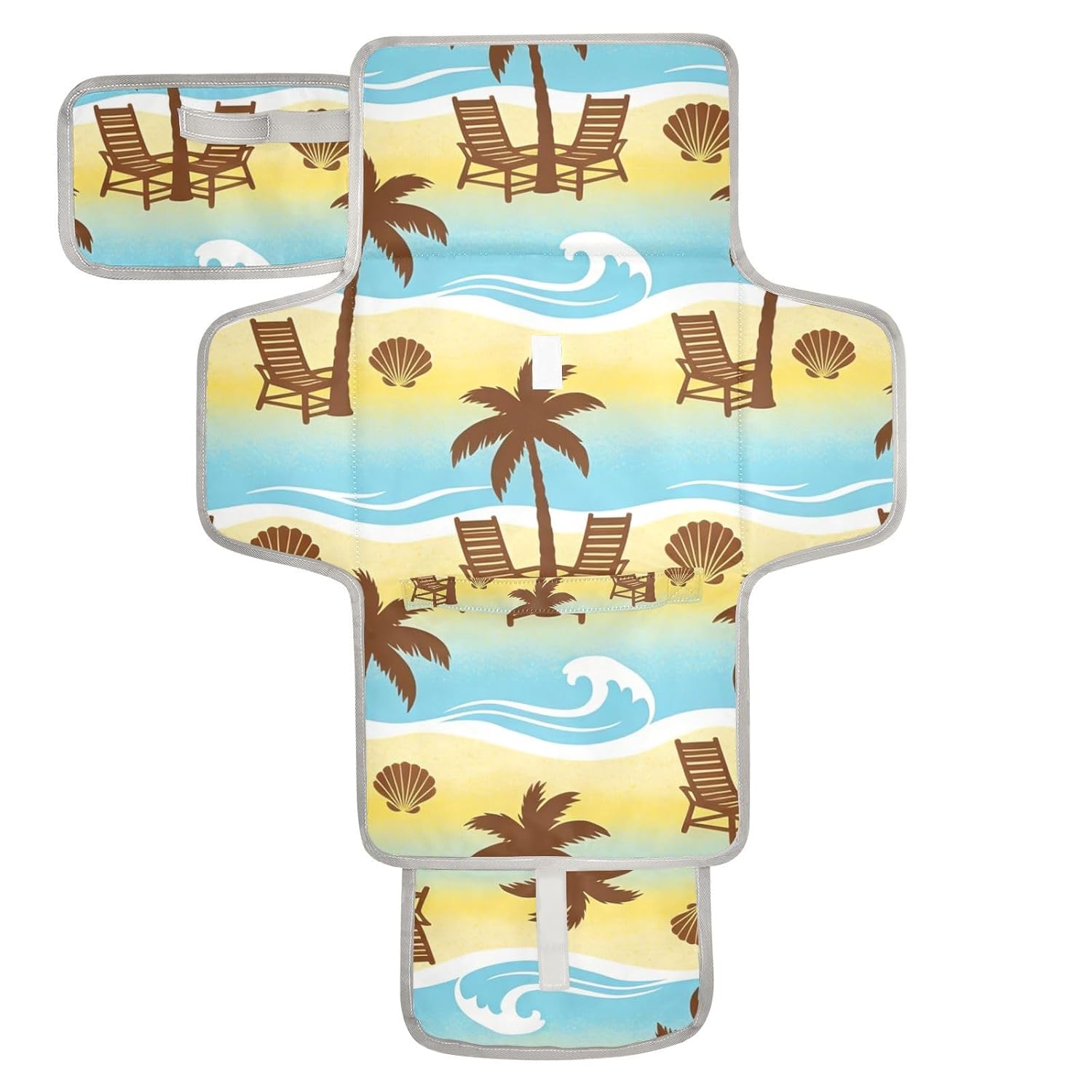 Summer Yellow Beach Tree Reusable Portable Changing pad with Tissue Pocket Diaper Changing pad Portable Infant Travel Station Kit cambiador de pa?ales para Bebes