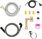 Universal Dishwasher Installation Kit,6 Ft Stainless Steel Dishwasher Hose,Burst Proof Water Supply Line with 3/8" Compression Connections,with a 6 feet Drain Hose and a clamp, one Set
