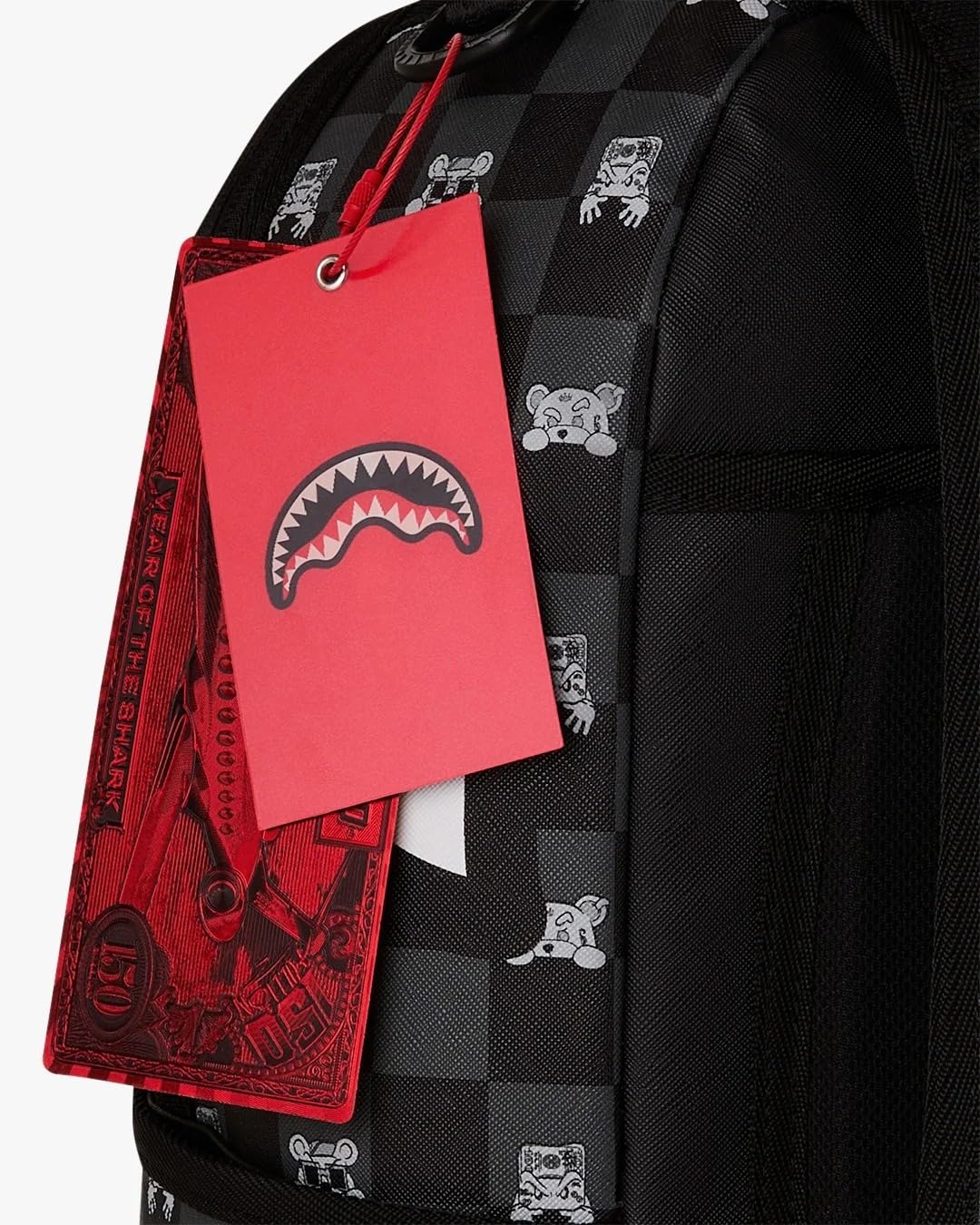 SPRAYGROUND Zaino Nero GRAY PEEKING CHARACTER CHECK DLXSV BACKPACK