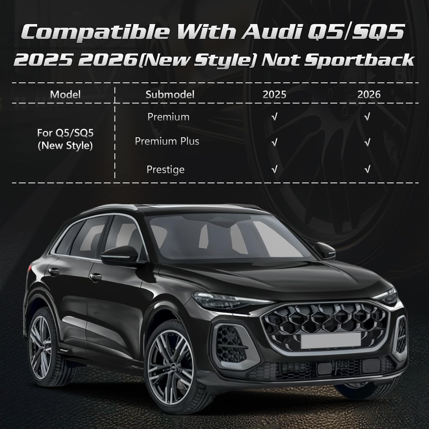 Floor Mats Compatible with Audi Q5/SQ5 2025 2026(Include Sportback),All Weather Protection Duarble TPE Cargo Liner with Backrest Mats Accessories Compatible with Audi Q5/SQ5 2025 2026