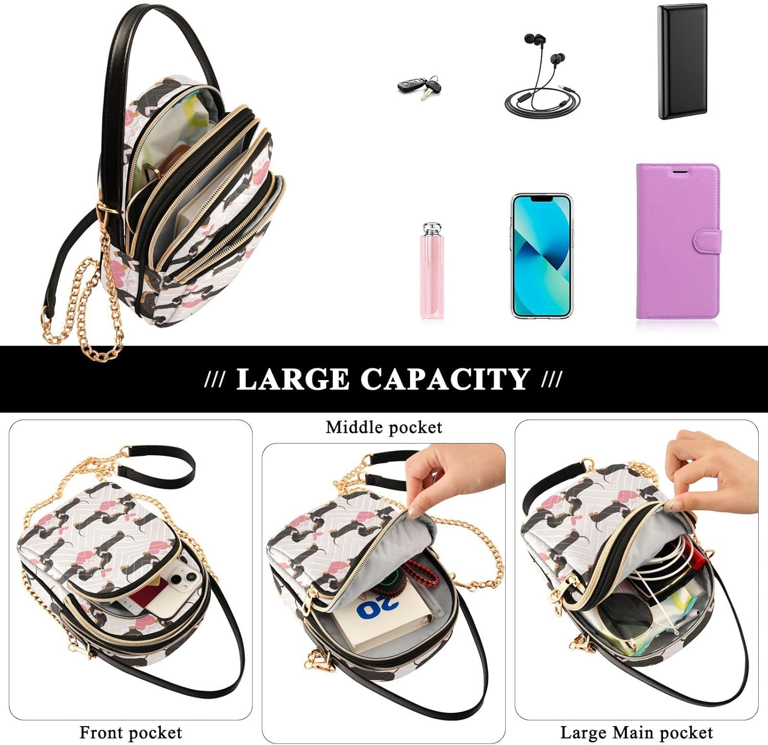 Cell Phone Purse Crossbody Handbag Durable Shoulder Bag Sturdy Travel Pouch