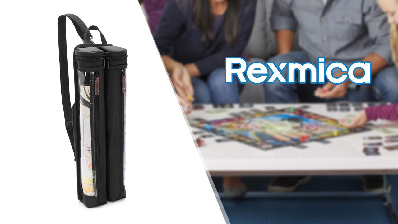Rexmica Playmat Tube Case für 2 Stück, B 35,6 x L 61 cm, Spielmatte, Aufbewahrungsbehälter mit Stützscheibe, Würfelhalter und Schultergurt für TCG MTG Playmat