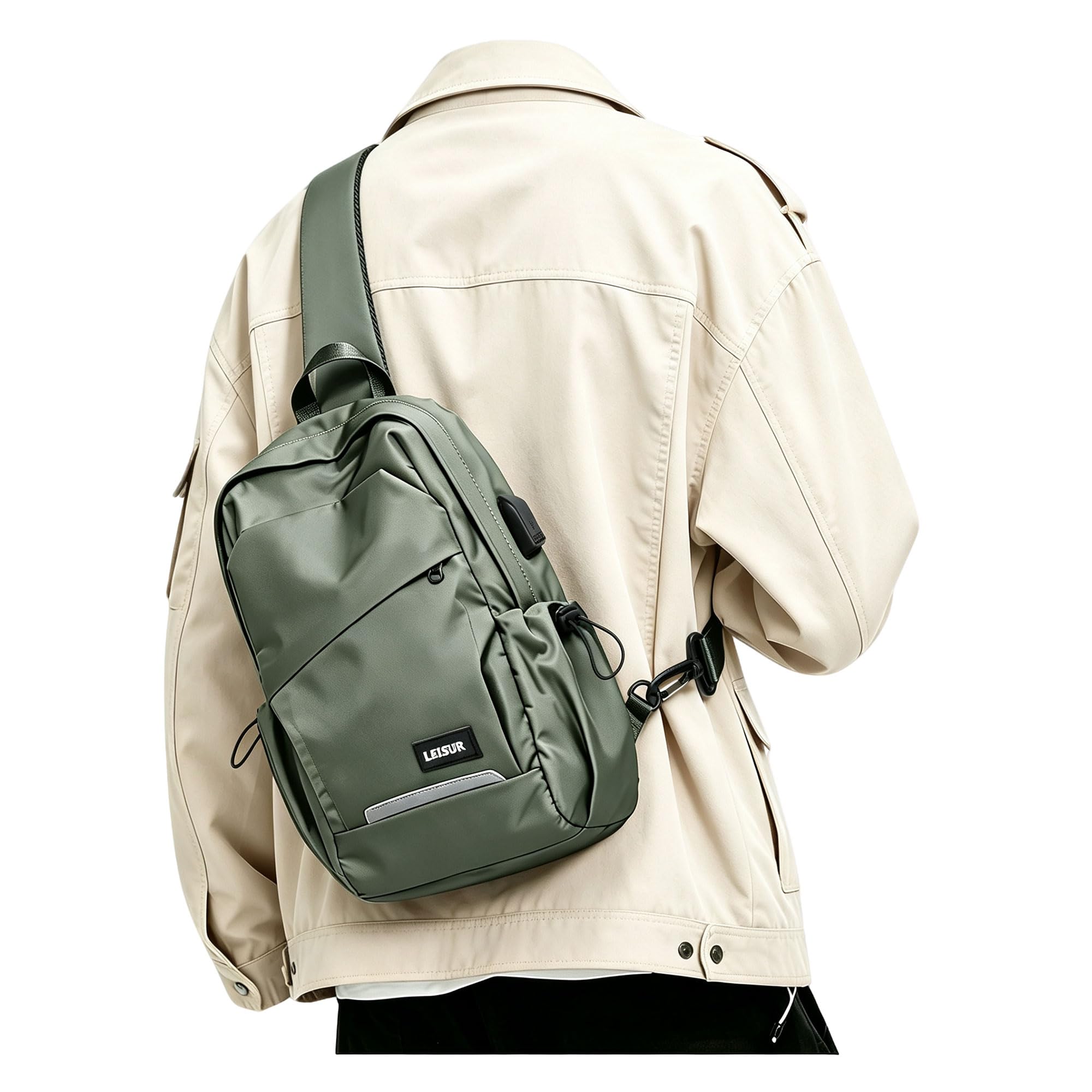 Crossbody Sling Backpack Sling Bag Travel Hiking Chest Bag Daypack Green