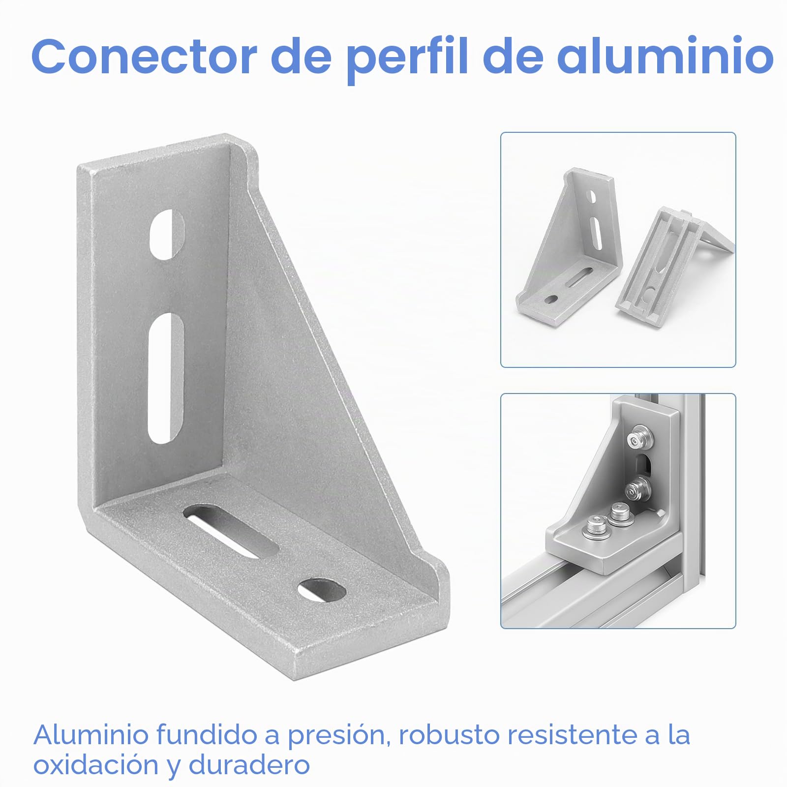8 piezas escuadras de aluminio 4080 – Conectores de ángulo 90° para perfiles de aluminio – Fijaciones resistentes para estructuras, marcos y proyectos industriales o de bricolaje
