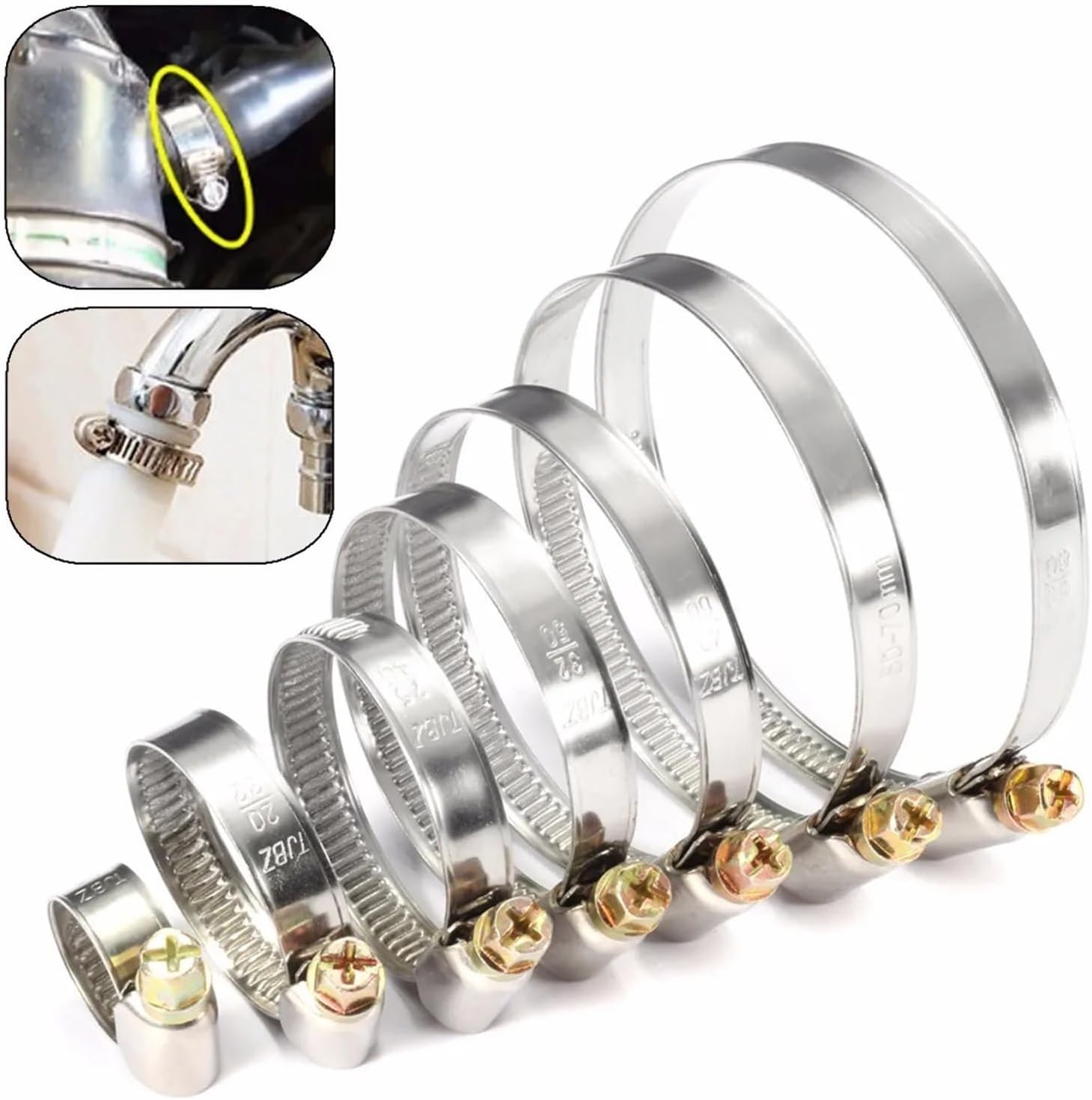 5/10pcs Pipe Clamps Genuine Jubilee Stainless Steel Hose Clips Car Fuel Hose Pipe Clamps/Drive/Anti-oxidation(10pcs 8-12mm)