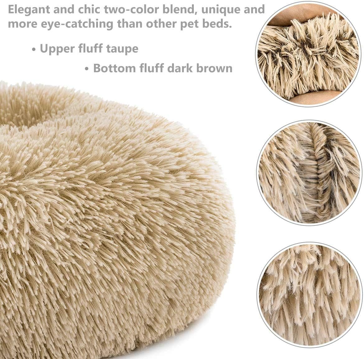 Dog bed, soft plush cat mat, non-slip machine washable self-warming kennel to improve pet's sleep 4XLD diameter 120cm gradient pink