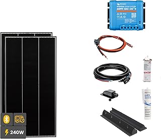 SOLA Frame Black - Juego completo para autocaravana con alerón y regulador de carga, 120 W, color negro
