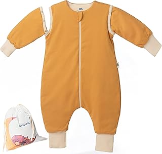 Ganzjahres Baby Schlafsack mit Füßen & abnehmbaren Ärmeln - 2.5 TOG - 100% GOTS - Bio Baumwolle - Ganzjähriger Kinderschlafsack mit Füßen- umklappbare Bundchen
