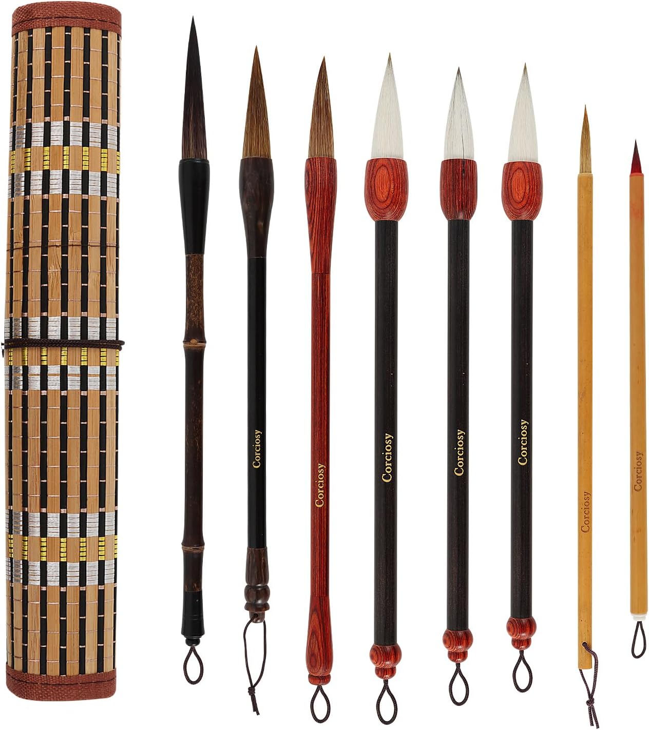 Corciosy 8PCS Chinese Calligraphy Brush Set Premium