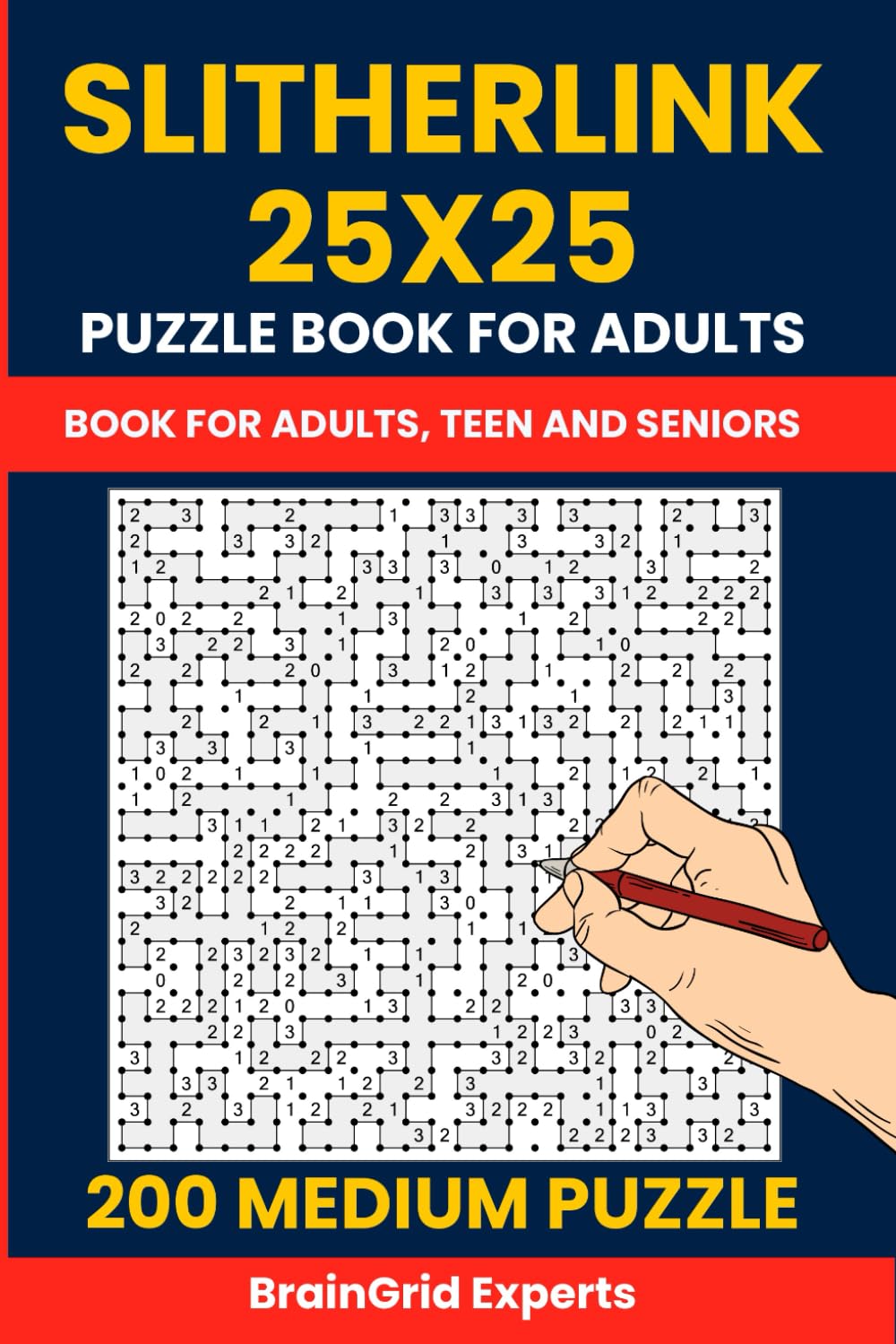 Slitherlink Puzzle Book for Adults - 200 Medium Loop the Loop Puzzles (25x25 Grid): Challenging Logic Puzzles Also Known as Fences, Dotty Dilemma, and Great Wall of China
