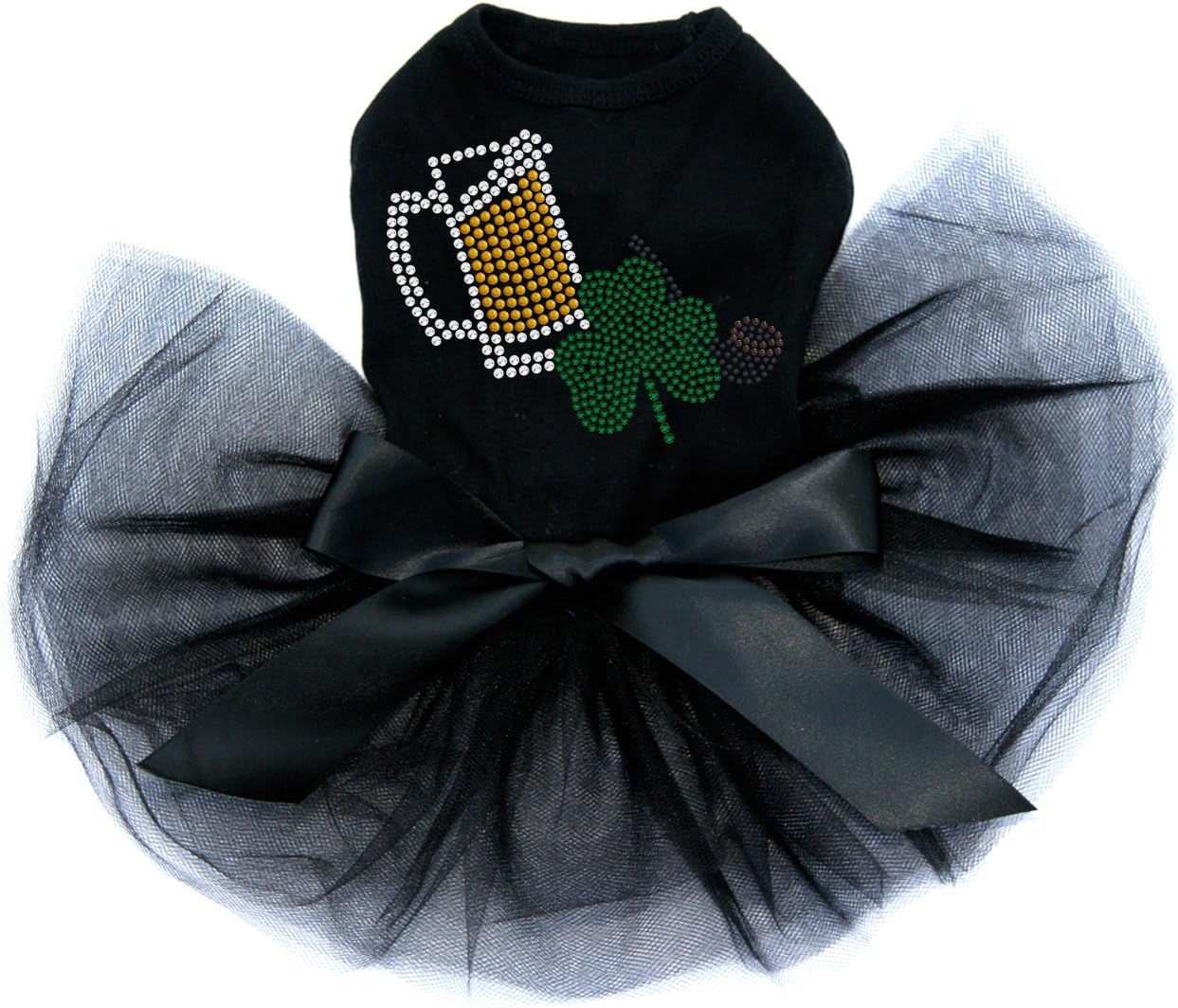 Beer Mug, Clover, & Pipe - Bling Rhinestone St Patrick Day Tutu Dress, 3XL Black