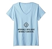 Funny AI Artificial Intelligence Machine Learning Sarcastic V-Neck T-Shirt