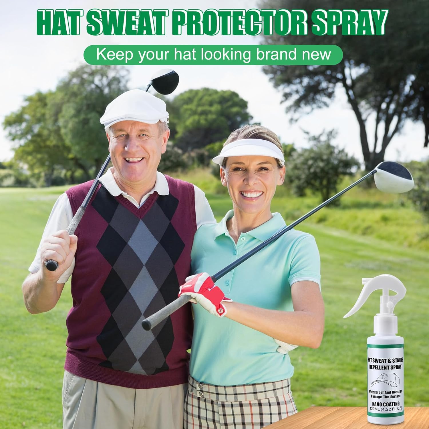 Leelosp Hat Sweat Protector Spray, Portable Spray for Golf Hat, Men's Baseball Caps, Cowboy, Prevent Sweat Stains - Image 7