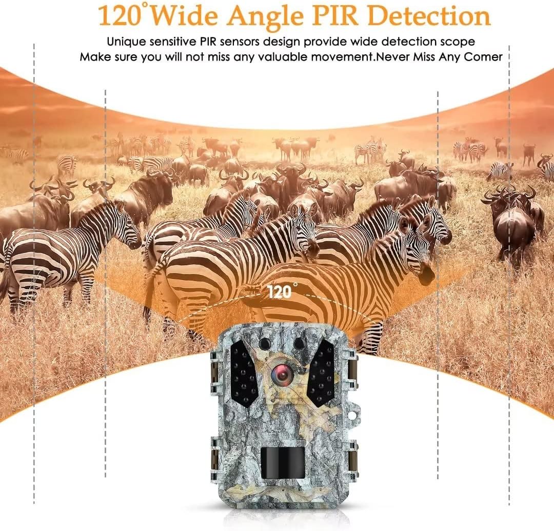 Hawkray Trail Camera 20MP 1080P，Free 32G Micro SD Card and 4AA Batteries,120°Wide-Angle Motion Latest Sensor View 0.2s Trigger time,IP65Waterproof，Game Cameras for Wildlife Monitoring… : Sports & Outdoors