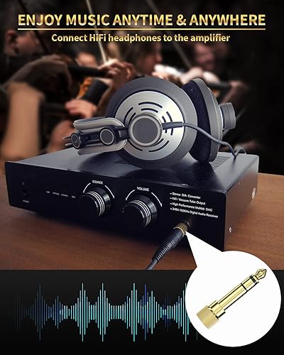 Miniatura 6 de Adaptador de rosca para teléfono estéreo chapado en oro, de 0.250 in (14 pulgada) macho a 0.138 in (18 pulgadas), adaptador de audio hembra