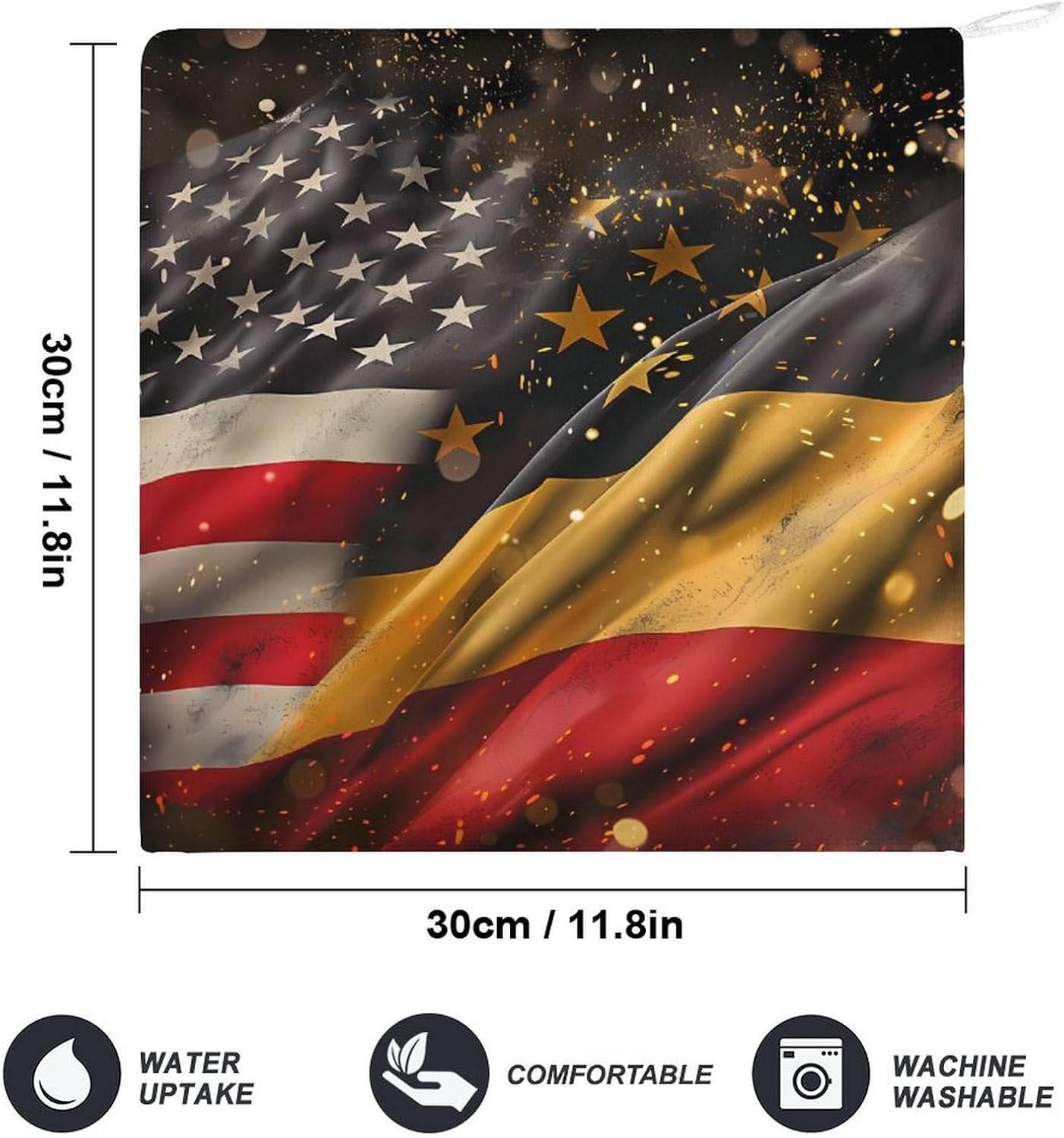 A-mericans and German Flags Hand Towels for Bathroom Kitchen Towels Small Towel Handkerchiefs with Hanging Loop 4PCS
