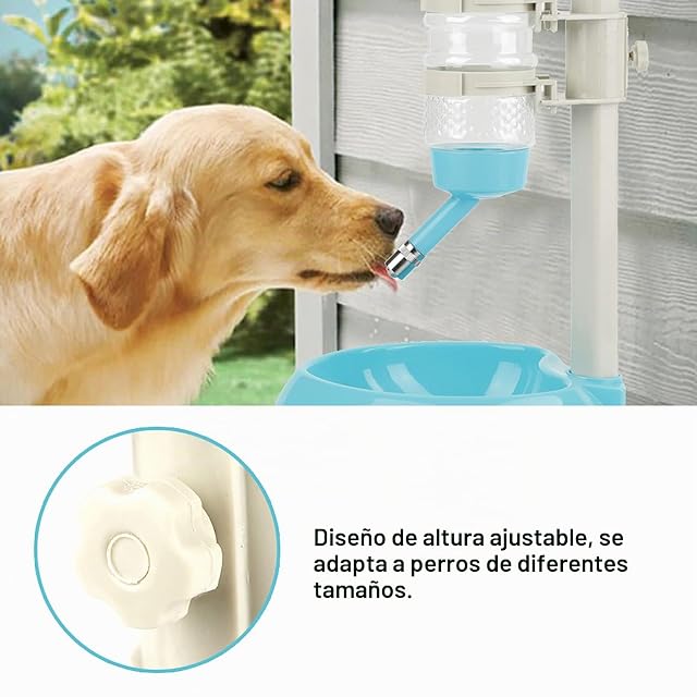 Foto 3 de 8 de Cuenco para agua para perros, dispensador automático ajustable en altura para 2 en 1 alimentadores…