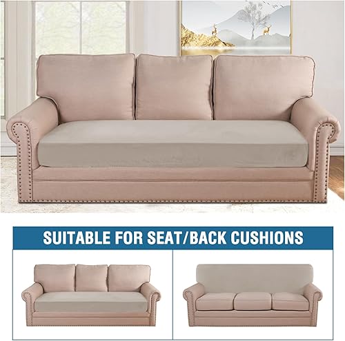 Miniatura 10 de H.VERSAILTEX Funda de cojín elástica de terciopelo para sofá, funda de cojín de felpa para silla, sofá biplaza o sofá, protector de muebles, cojín