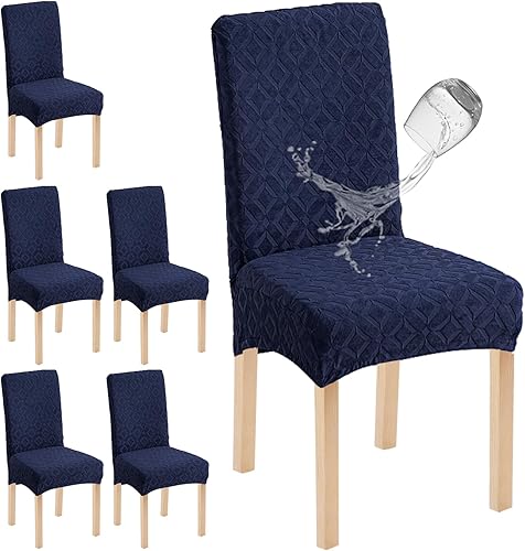 Miniatura 29 de Genina Juego de 4 fundas impermeables para sillas de comedor, extraíbles y lavables, color gris oscuro Gris-oscuro,Beige,Negro,Chocolate,Blanco