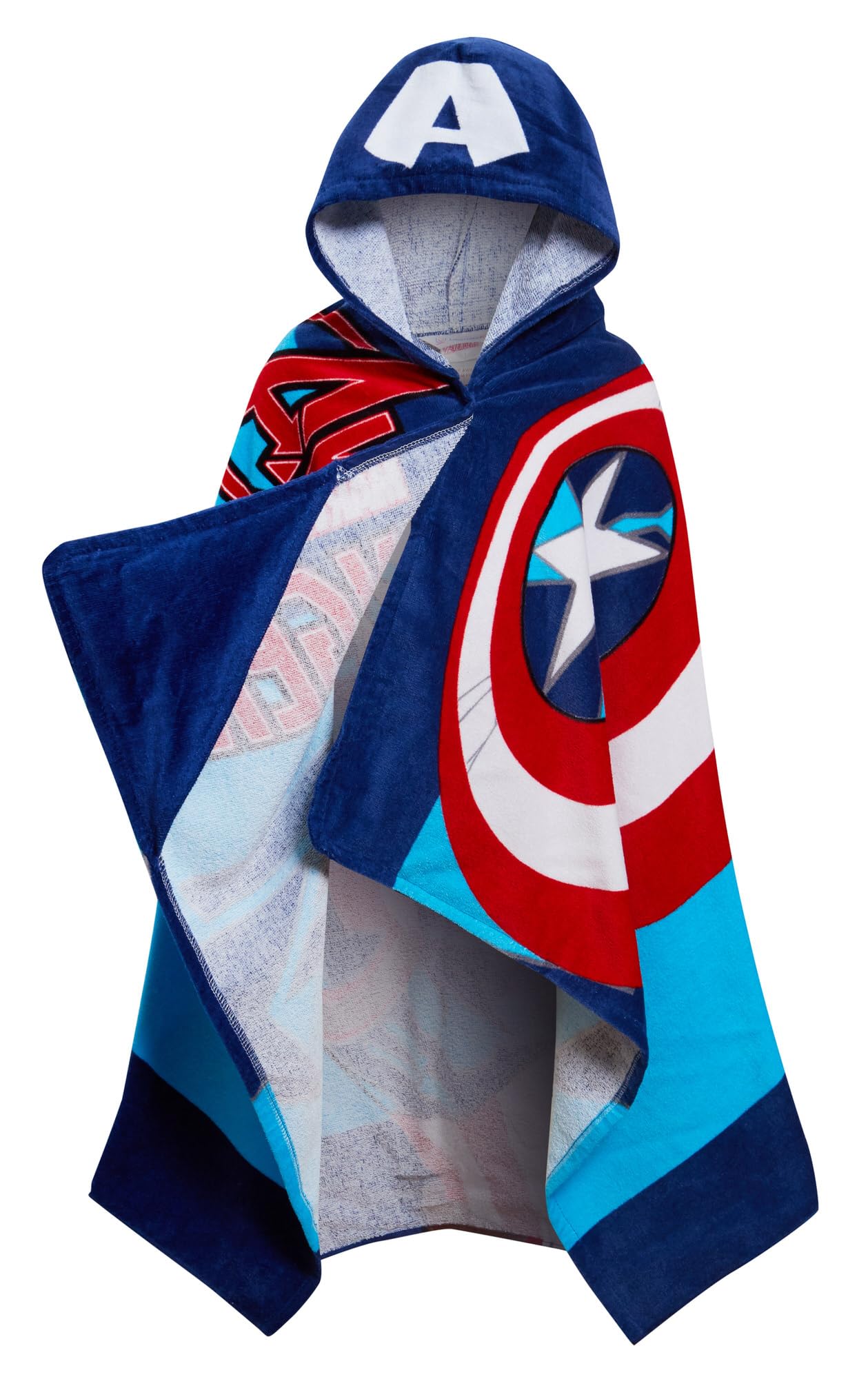 Asciugamano con cappuccio Captain America 100% cotone Marvel Avengers Poncho Asciugamano da spiaggia per bambini Accappatoio da bagno Copertura da nuoto per ragazzi