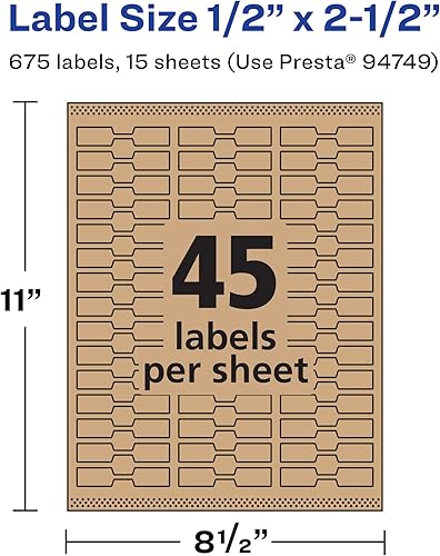 Miniatura 5 de Avery Etiquetas de barra marrón Kraft con alimentación segura 05 x 25 pulgadas 675 etiquetas de papel kraft marrón etiquetas imprimibles con