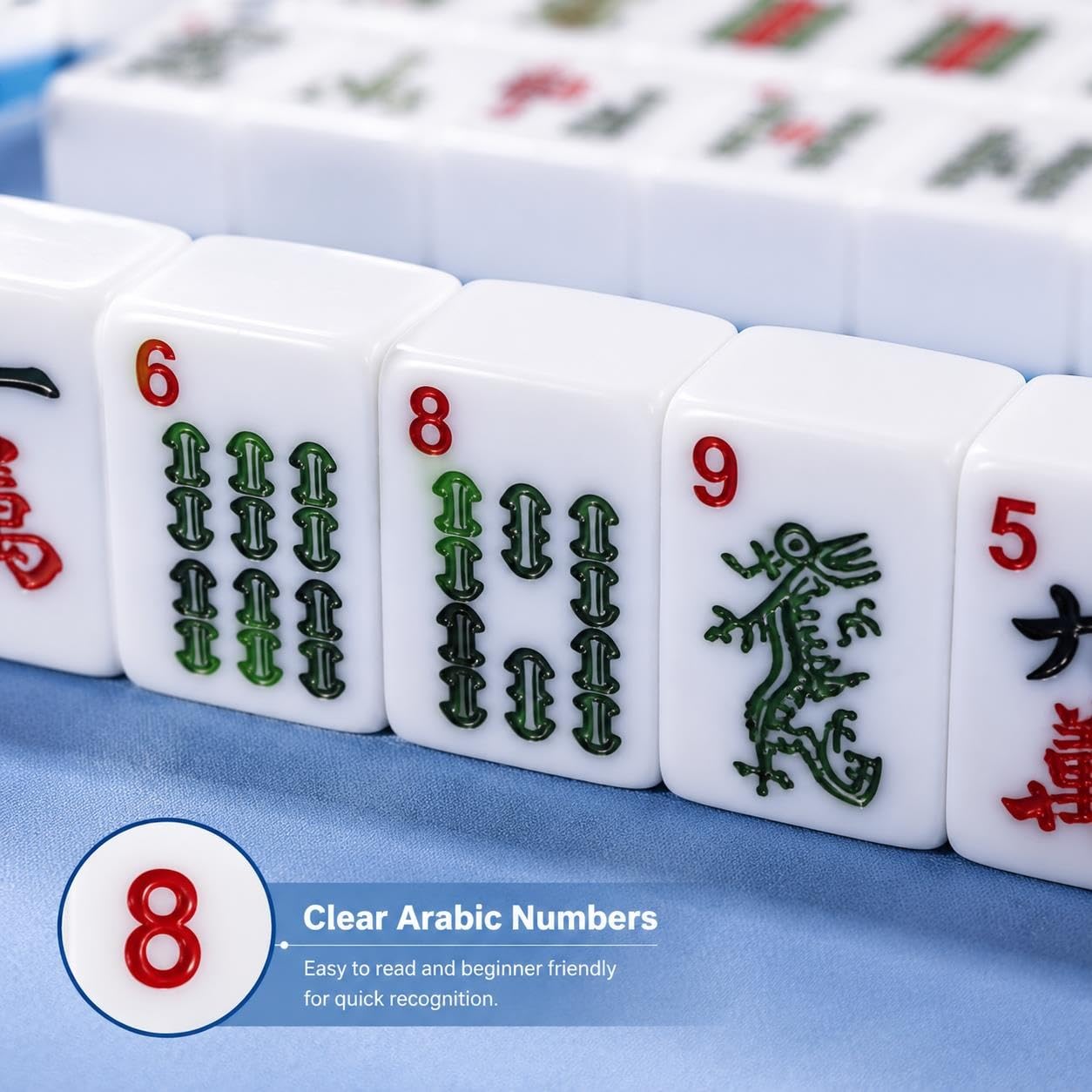 Komplettes amerikanisches Mahjong‑Set, 166‑teilig mit Zubehör | Amerikanisches Mahjong‑Set,166 Melamin‑Steine,Acryl‑Gestelle,Koffer,Tasche,optionale Matte für Familienspiele