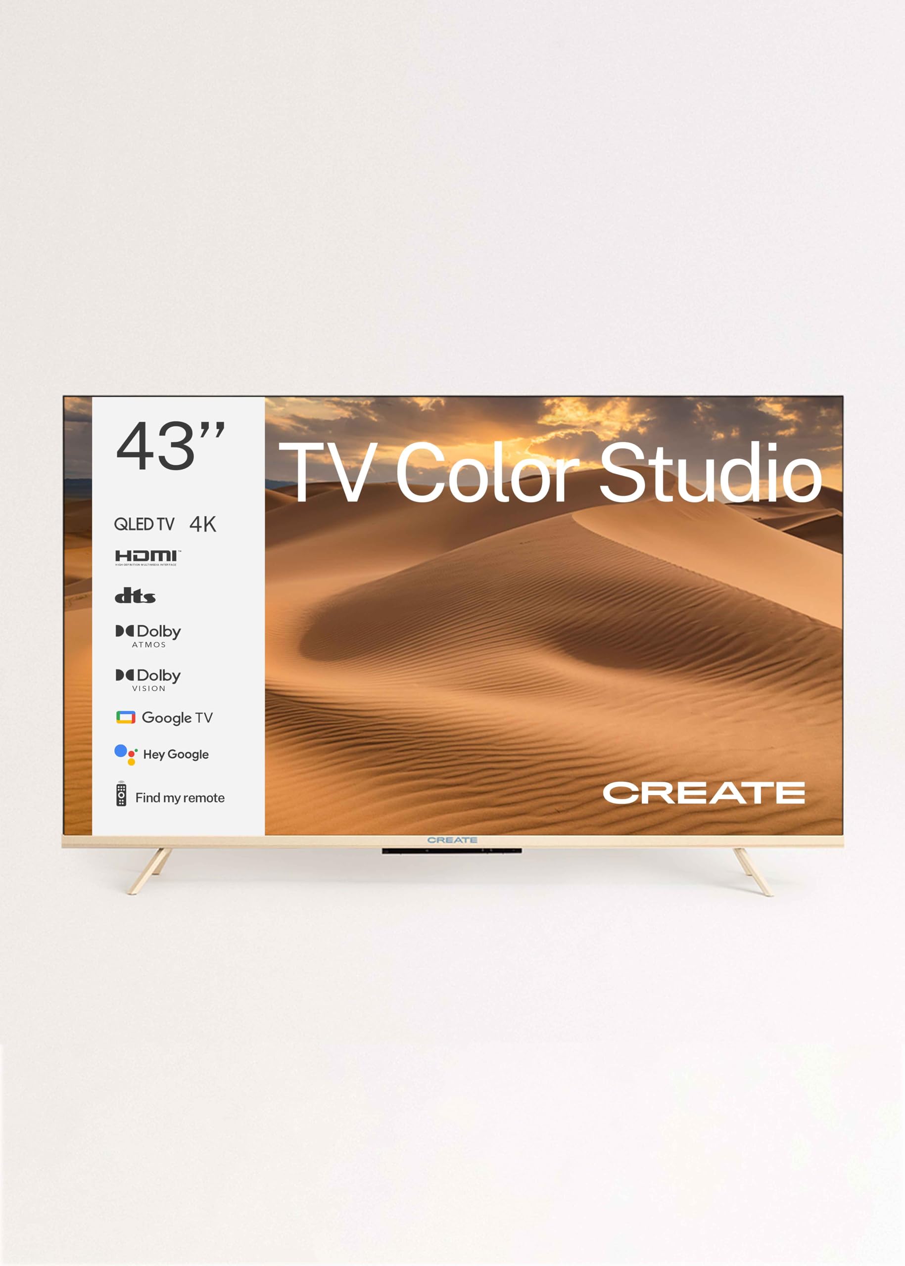 Smart TV QLED 4K 43" Arena Pantalla antirreflejos Acabado Mate Control por Voz Dolby Atmos Low Blue Light Flicker Free HDMI
