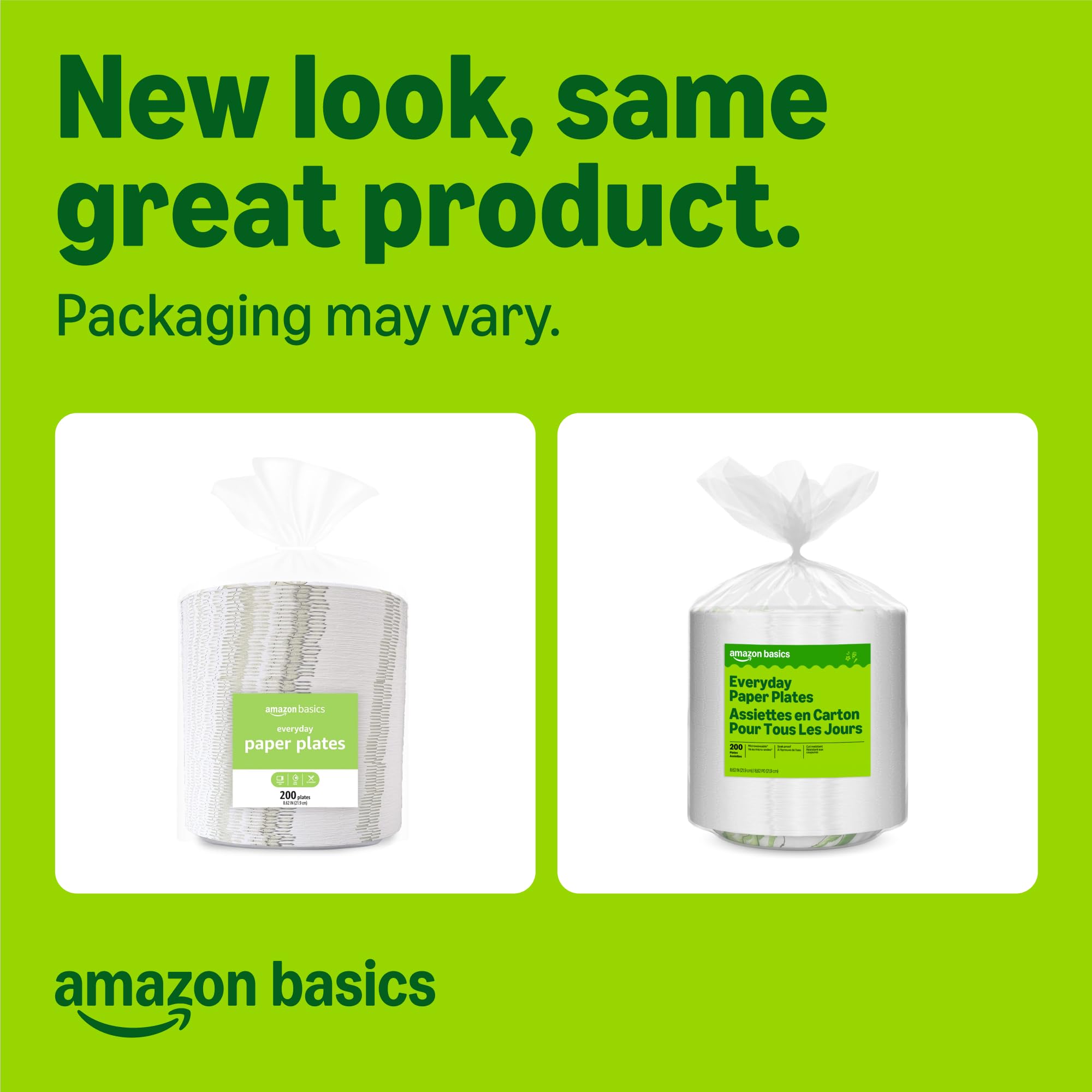 Amazon Basics Everyday Paper Plates, 8.62 Inch, Disposable, 200 Count