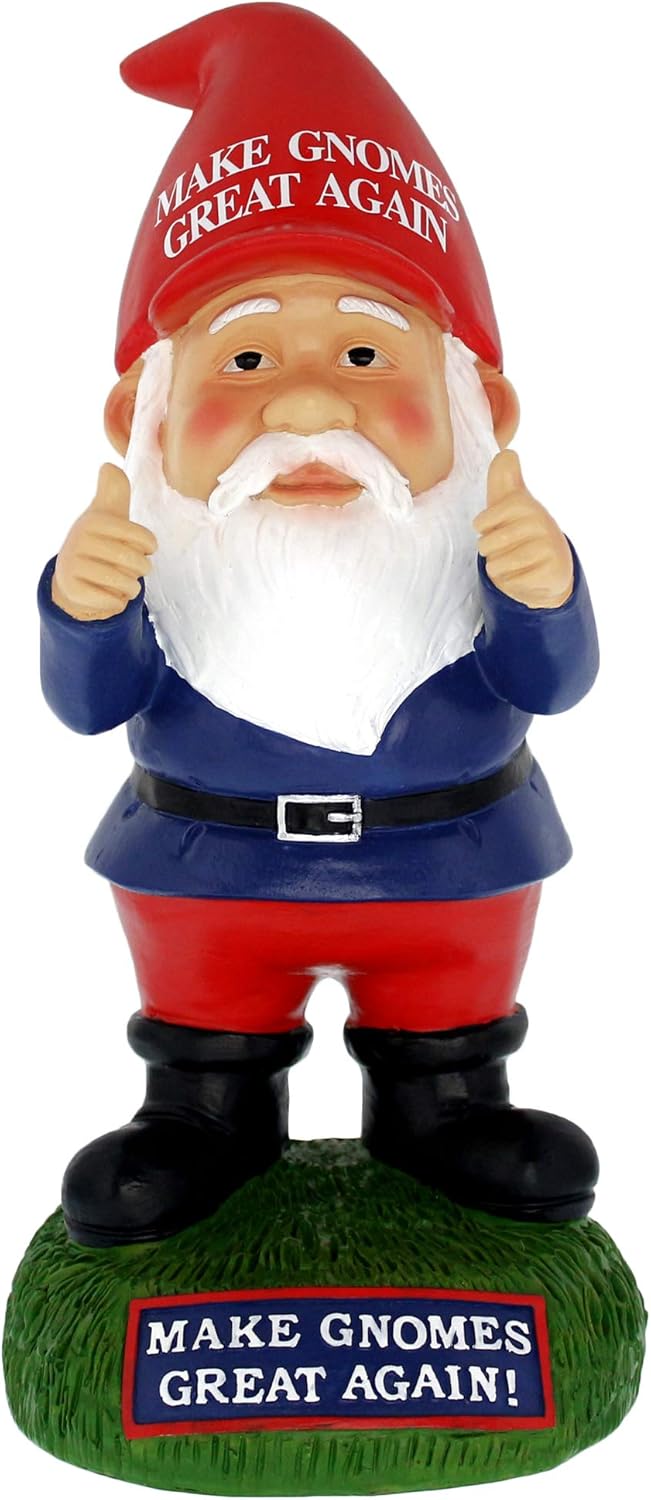 Gnometastic Make Gnomes Great Again Garden Gnome Statue, 9.5 Inches - Funny Garden Gnomes Outdoor Decorations for Yard and Lawn Ornament, Naughty Gnomes for Home Decor