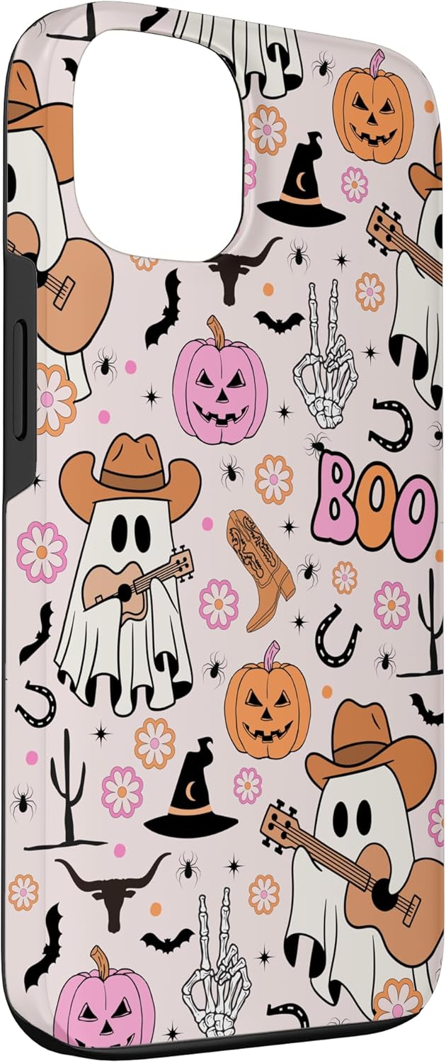 Spooky Ghost Cowboy Cute Halloween Boo Western Retro Pastel Case for iPhone 13