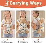 Vollence Sac à dos pour bébé porte-poupée réglable Porte-poule avant/arrière pour enfants