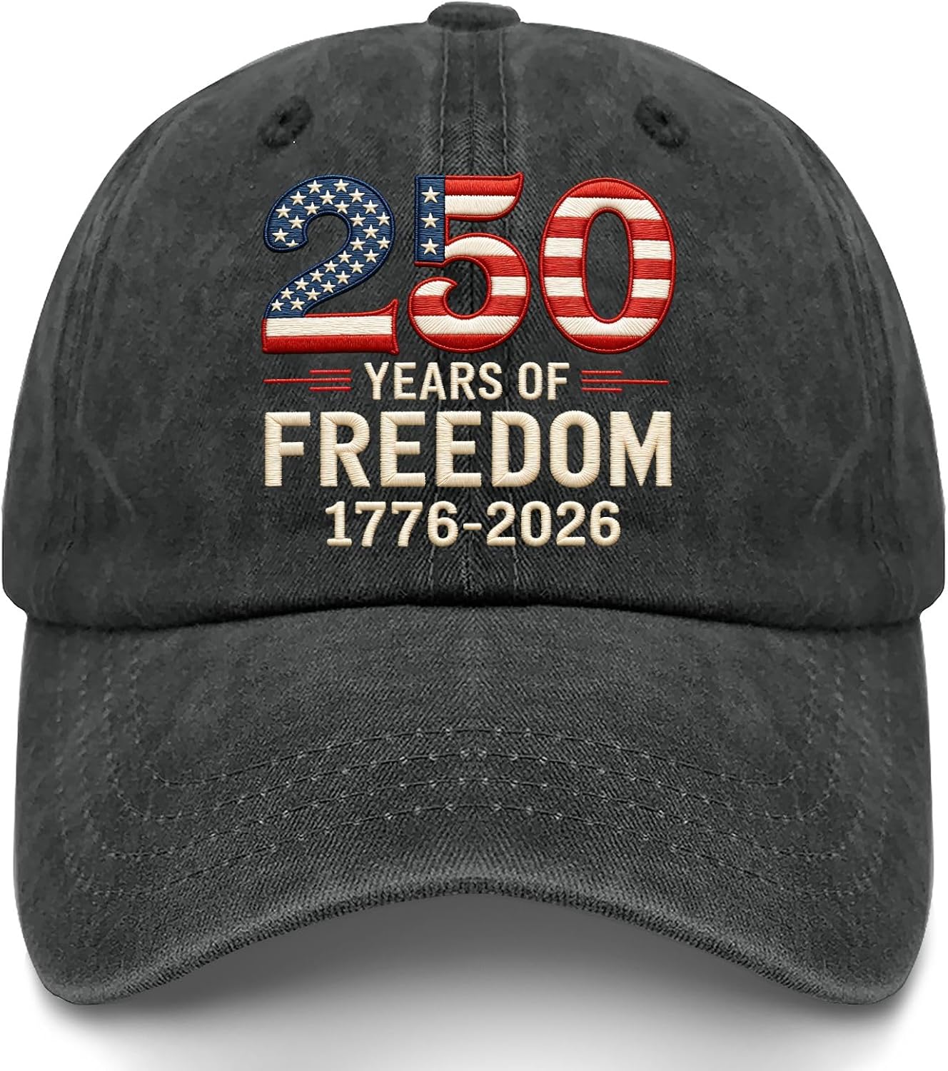 1776-2026 Years of Freedom Hat, Embroidered 250th Milestone Patriotic Cap, Washed Cotton Veteran Baseball Hat