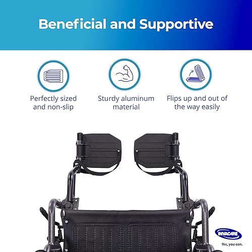 Miniatura 10 de Invacare Silla de ruedas Legrest con diseño oscilante, longitud del reposapiés ajustable y plantilla compuesta abatible, fácil de instalar, diseñada