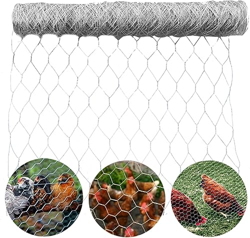 Miniatura 5 de TINVHY Malla de alambre hexagonal galvanizado para proyectos de manualidades y jardinería, valla de malla metálicaalambre de pollo (72 pulgadas x