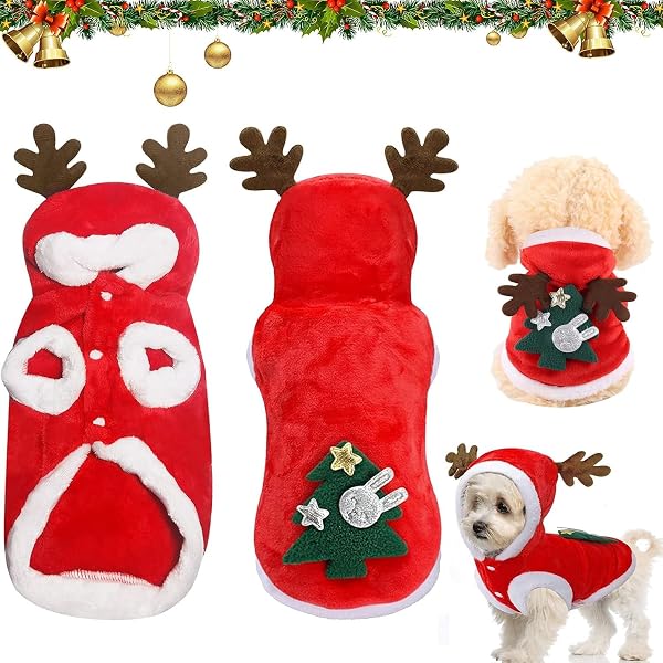 BUKYCAT Costume de Noël pour chien en flanelle douce