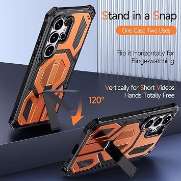 Samsung Galaxy S26 Ultra用ケース スタンドとマグネット付き | ミリタリーグレード タフ&耐久性のあるスマホケース マグネット付き | 2026年アップグレード