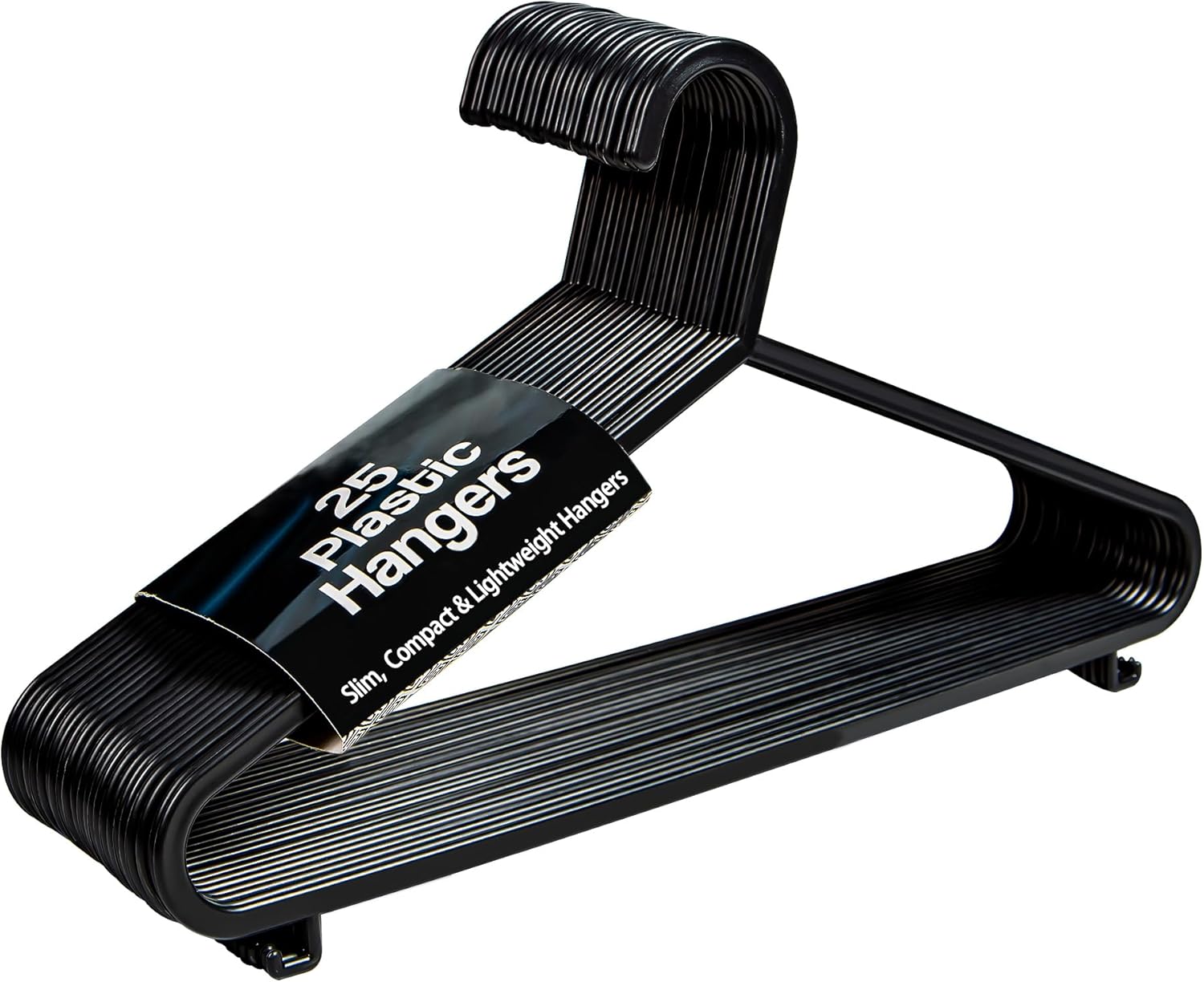 Albert Austin 25 Pack Black Plastic Adult Coat Hangers for Clothes
