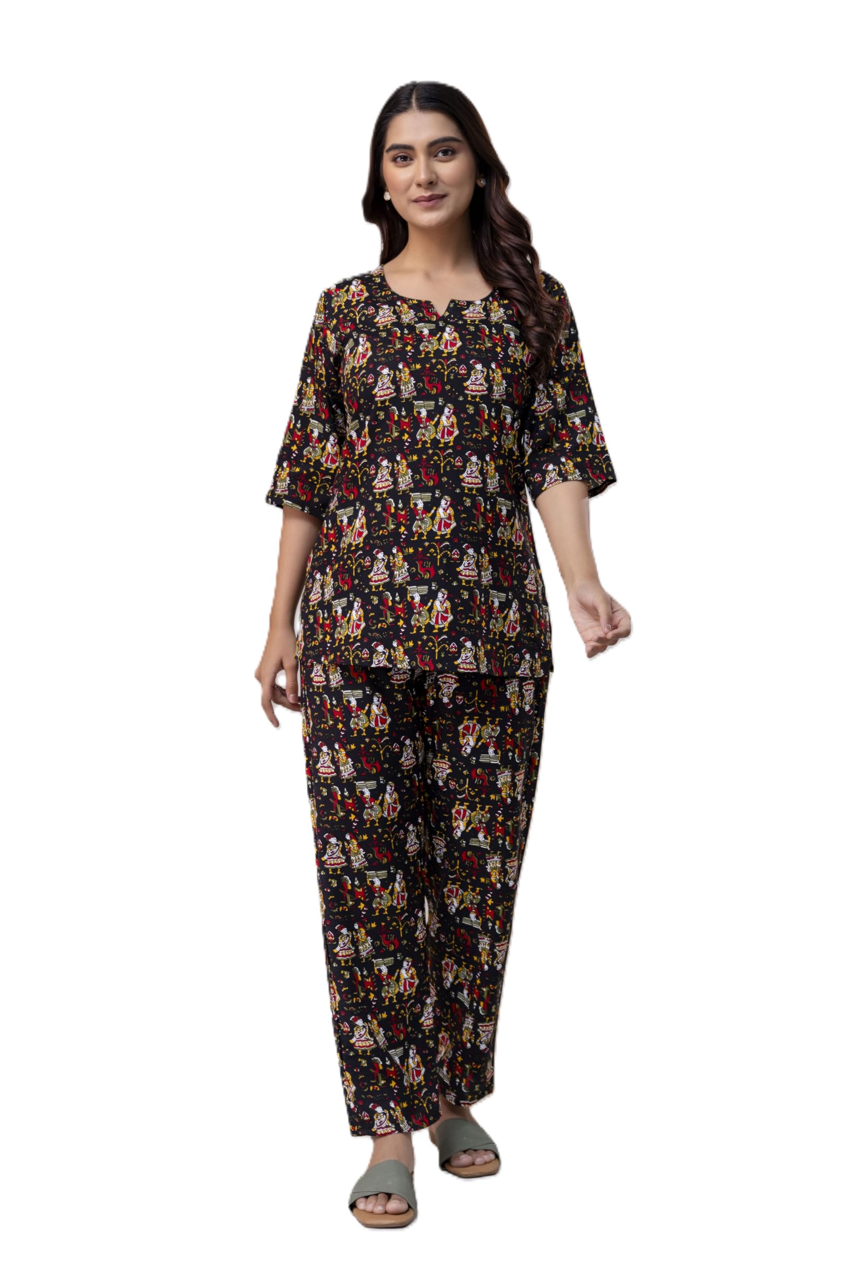 REWAN Women Night Suit with Pocket | Soft & Comfortable Printed Co-ord Nightwear Set-image-20