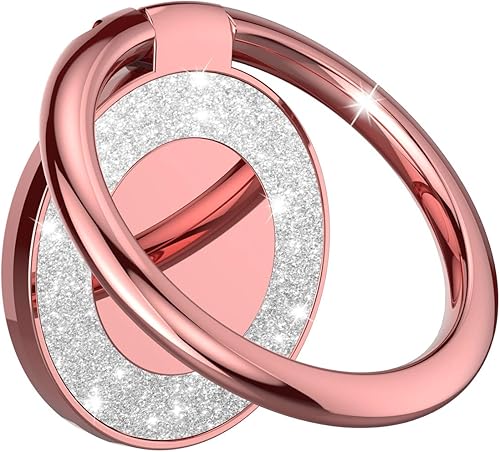 Soporte de anillo para teléfono celular, soporte de agarre para teléfono celular, agarre adhesivo para teléfonos y fundas (oro rosa brillante)
