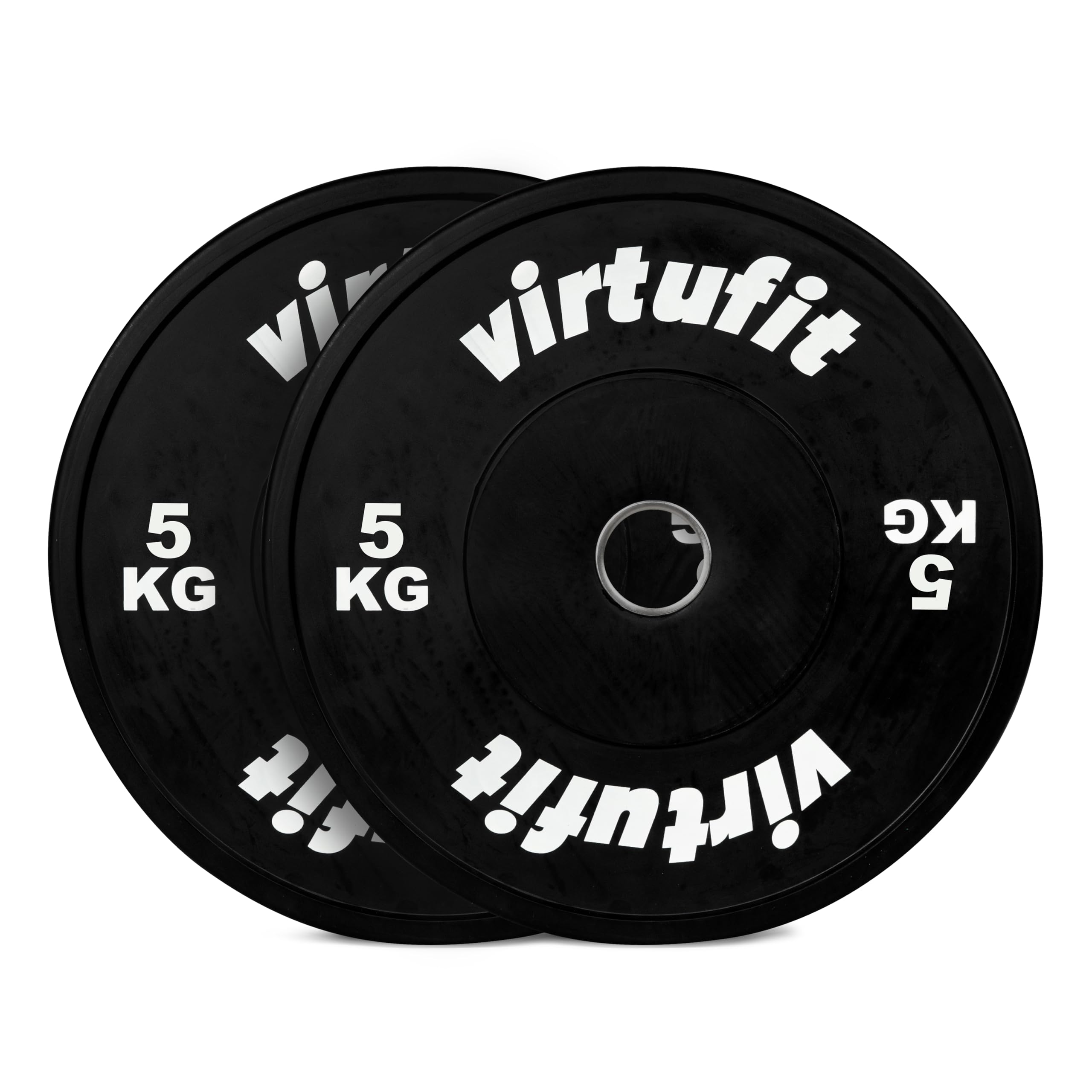 VirtuFit Lot de 2 disques de poids olympiques van Rubber en caoutchouc - 50 mm - Lot de 2 x 5 kg