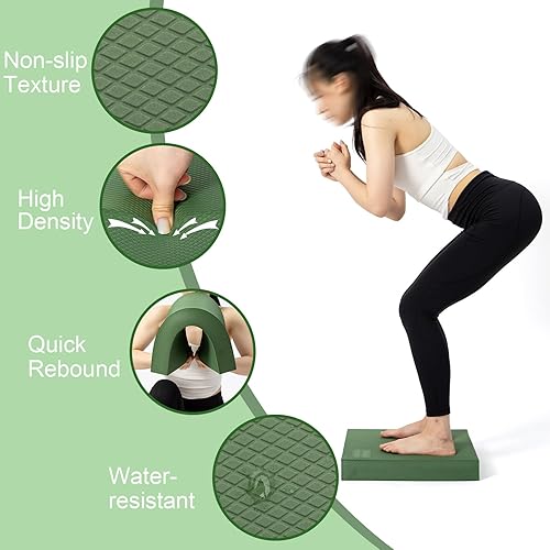 Miniatura 5 de StrongTek Almohadilla de equilibrio de espuma extra ancha para terapia física, 19 x 15.8 x 2.4 pulgadas, almohadilla de espuma TPE de alta densidad