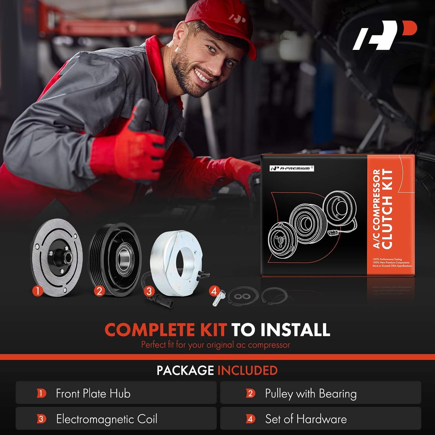 A-Premium Air Conditioner AC Compressor Clutch Kit Compatible with Chevrolet Cruze 2011, 1.4L
